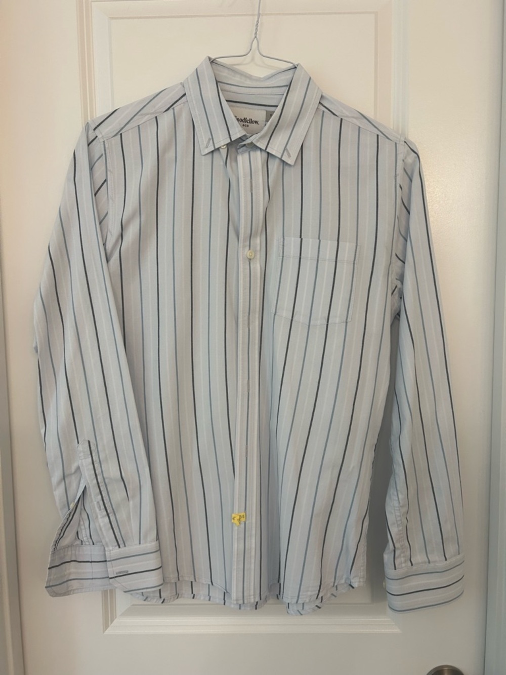 Goodfellow & Co Button Down Shirt Small Blue Striped Stretch Cotton